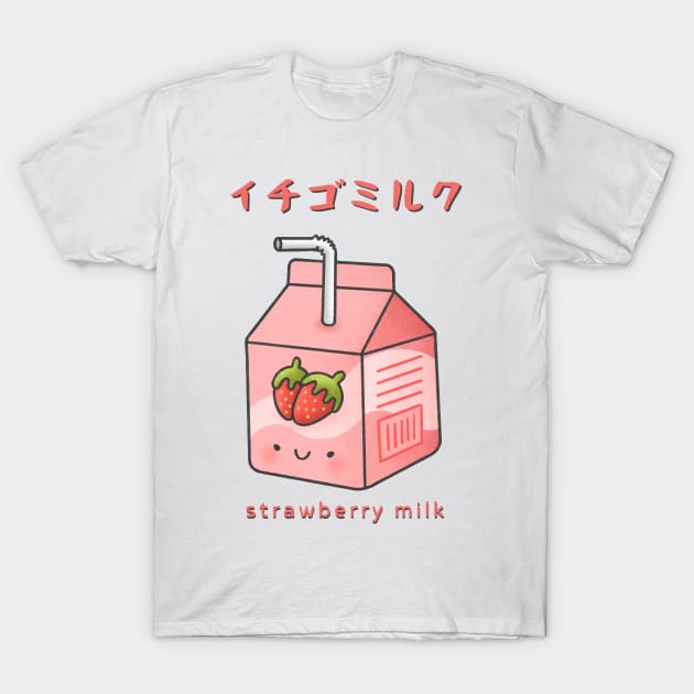 Strawberry milk - in Japanese Kanji T-Shirt by Moshi Moshi Designs